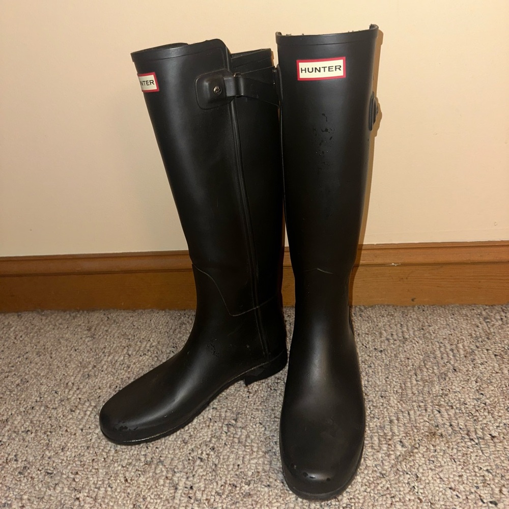 Matte Black Tall Hunter Boots